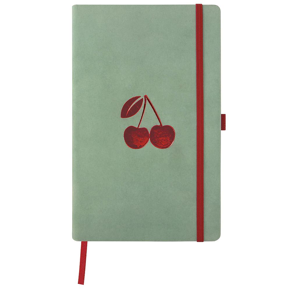 Notebook Mesa con interior rayado  y tapa  con material terciopelo verde