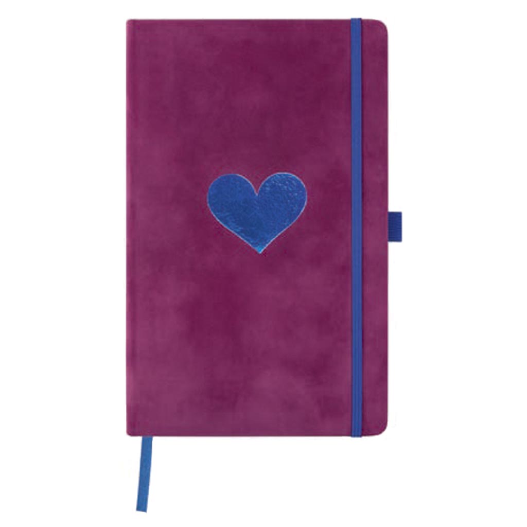 Notebook Mesa con interior rayado  y tapa  con material terciopelo burdeos