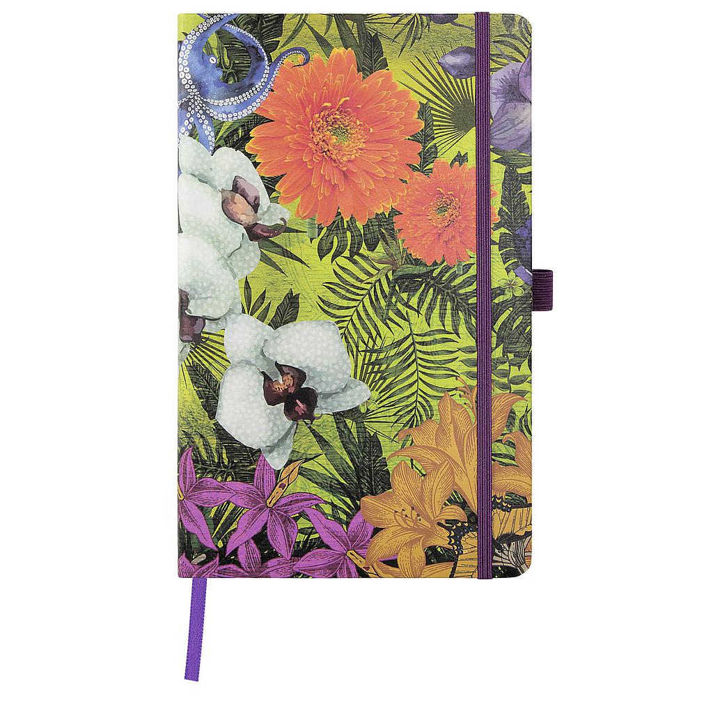 Notebook Mesa con interior rayado y tapa  con flores de orquídea