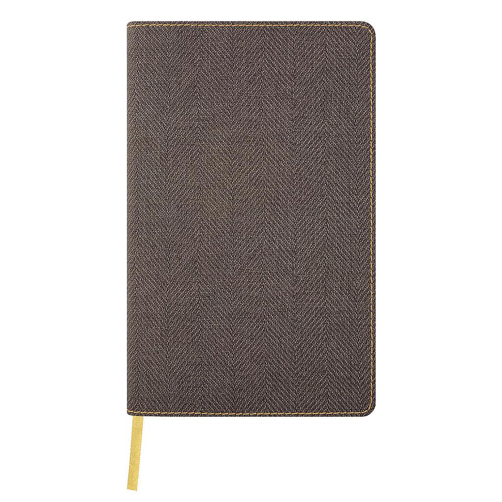 Notebook bolsillo con interior cuadriculado y tapa  con material textil flexible Marrón