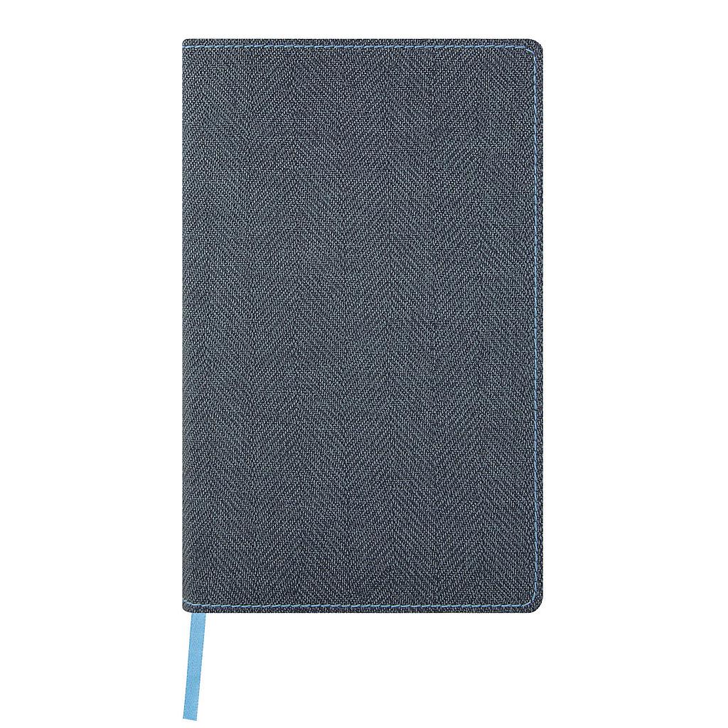 Notebook bolsillo con interior cuadriculado y tapa  con material textil flexible Azul