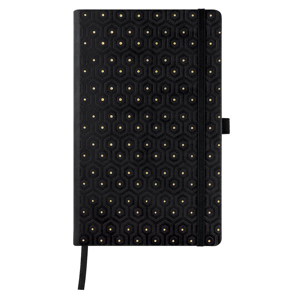 Notebook bolsillo con interior rayado y tapa representando un panal de abejas